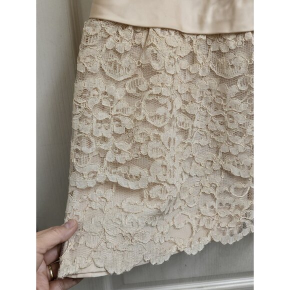 Womens Neusteters 50's Cocktail French Lace Beige Party Prom Formal Dress 14 M - Picture 6 of 16